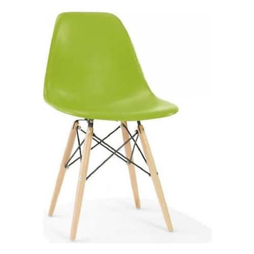 NICER INTERIOR  Furniture Set Of One (1) - Eames Style Side Chair With Natural Wood Legs Eiffel Dining Room Chair In Red