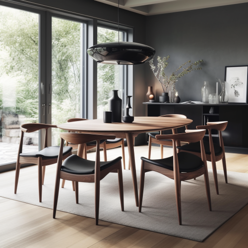 Hans Wegner Style Elbow Dining Chair, Walnut, Set of 2