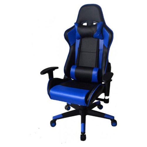 Nicer Furniture Ergonomic Racing Gaming Chair with Head Cushions and Adjustable Armrest Blue