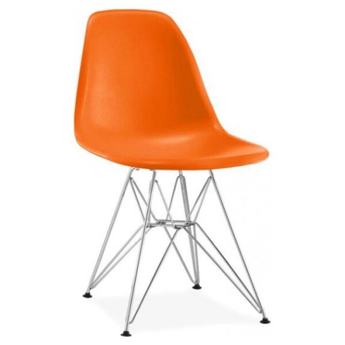 NICER INTERIOR  Furniture Set Of Two (2) - Eames Style Side Chair With Chromed Steel Legs Eiffel Dining Room Chair In Orange