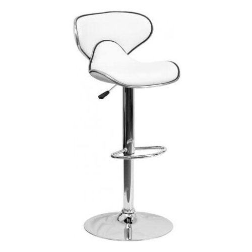 NICER INTERIOR  Swivel Airlift Adjustable Pu Bar Stool In Leather (Set Of 1) In White