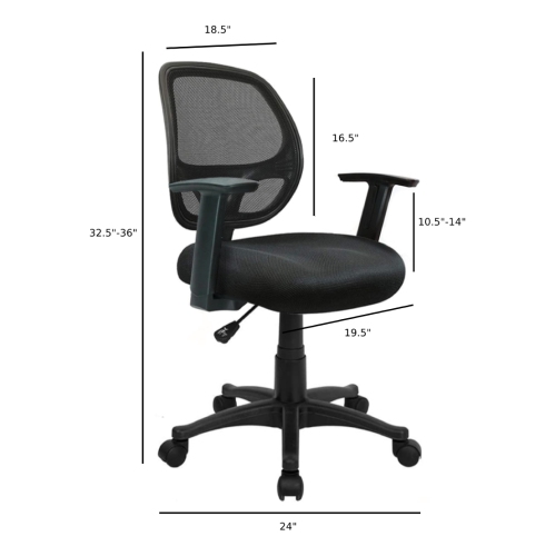 Nicer Furniture® Mid-Back Black Mesh Computer Desk Chair with Adjustable Arms