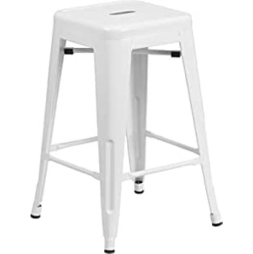 NICER INTERIOR  Occ 2-Tolix Style Backless Metal Industrial Stack Bar Height Stool-Stackable Cafe Bar Stools Stacking Barstool-White