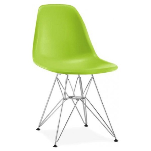 NICER INTERIOR  Furniture Set Of Two (2) - Eames Style Side Chair With Chromed Steel Legs Eiffel Dining Room Chair In Green