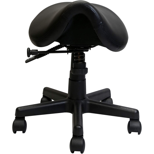 Nicer Furniture Adjustable Saddle Stool Swivel Salon Stool Massage Stool Dental Chair Black PU Leather