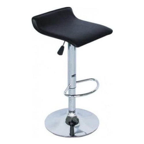 Swivel Faux Leather Air Lift Adjustable Metal Bar Stool in Black Leather