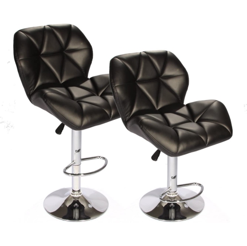 Nicer Furniture Tripatch Modern PU Height Adjustable Dining Bar Stool in Black - Set of 2