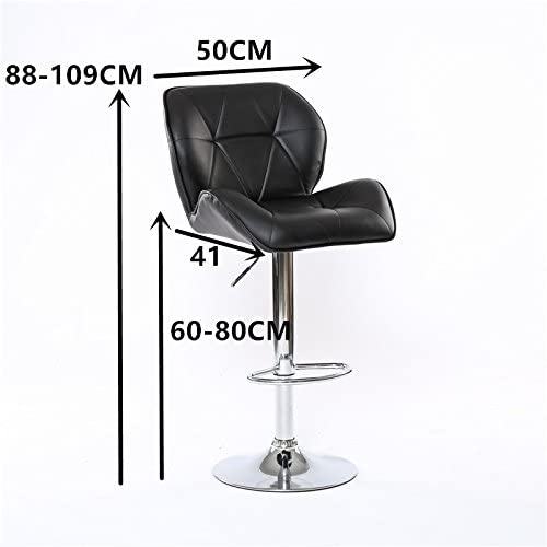 Nicer Furniture Tripatch Modern PU Height Adjustable Dining Bar Stool in Black - Set of 2