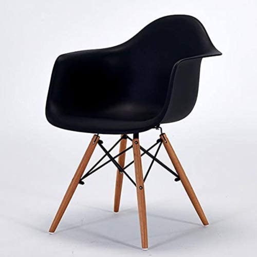 NICER INTERIOR  Furniture? 2 -Eiffel Style Armchair With Natural Wood Legs Eiffel Dining Room Chair -Wooden Dowel Leg Base In Black