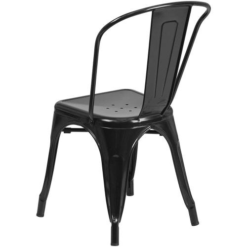 Nicer Furniture ? 1-Stackable Industrial Chic Xavier Pauchard Tolix A Style Dining Chair--Stacking Metal Chair-Black
