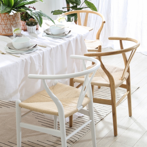 Nicer Furniture® Set of 1 Replica Hans Wegner Wishbone Chair in White