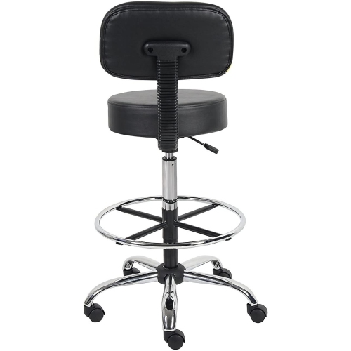 Caressoft Medical/Drafting Stool with Back Cushion Black