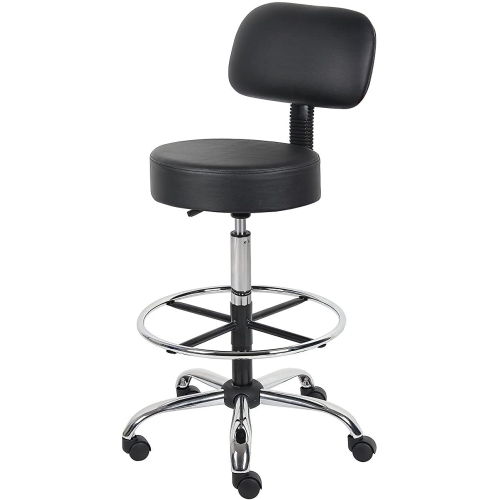 Caressoft Medical/Drafting Stool with Back Cushion Black