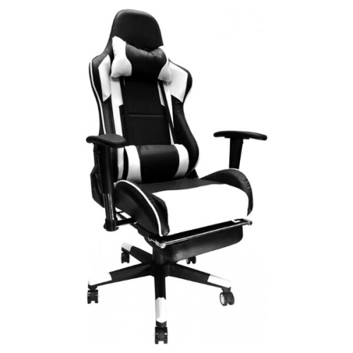 Nicer Furniture Erognomic Racing Gaming Chair with Adjustable Armrest and Footrest White