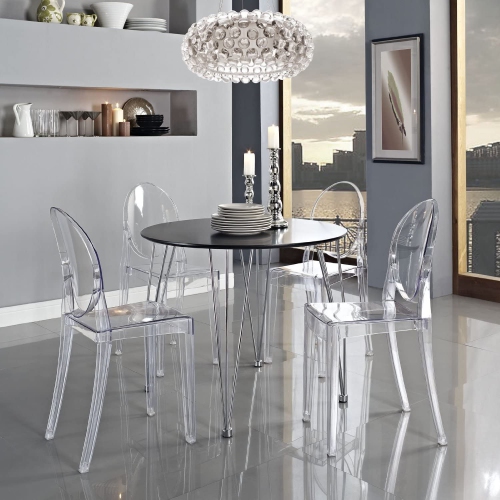 Nicer Furniture Set of 1 Philippe Starck Louis XVI Ghost Side Chair in Transparent Clear