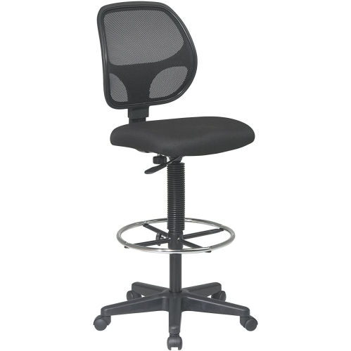 Nicer Furniture Mid-Back Black Mesh Computer Drafting Chair Desk High Chair Drafting Stool with Footring