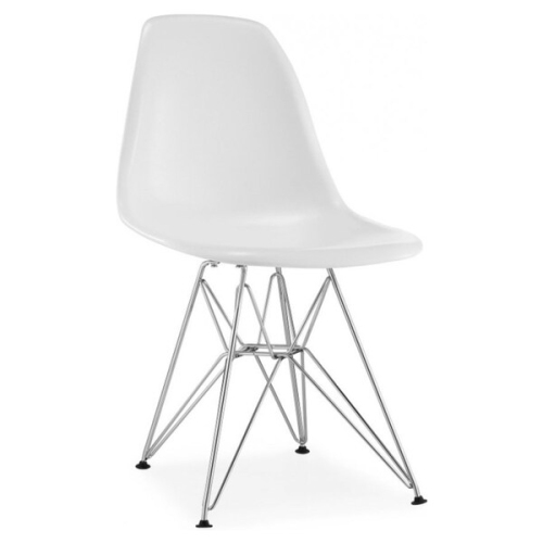 NICER INTERIOR  Furniture Set Of Two (2) - Eames Style Side Chair With Chromed Steel Legs Eiffel Dining Room Chair In White
