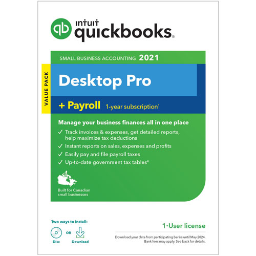 Intuit QuickBooks Desktop Pro 2021 with Payroll - 1 User - English