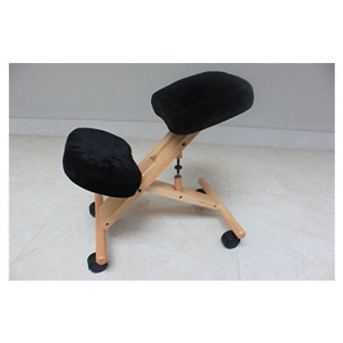 NICER INTERIOR Nicer Furniture Kneeling Chair With Memory Foam Natural Wooden Frame Black Fabric