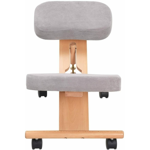 Nicer Furniture Kneeling Chair with Memory Foam Natural Wooden Frame Gray Fabric