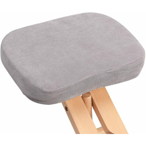 Nicer Furniture Kneeling Chair with Memory Foam Natural Wooden Frame Gray Fabric