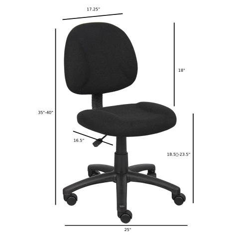 OCC Fabric Deluxe Posture Task Chair Black Computer Desk Chair Office Chair Without Arms