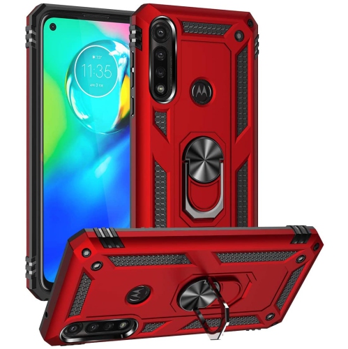 【CSmart】 Étui rigide magnétique hybride anti-chute avec support d'anneau pour Motorola Moto G Power 2020, rouge