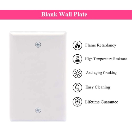 axGear Wall Plate White Single Blank No Device Outlet Cover Stamped Face Plate