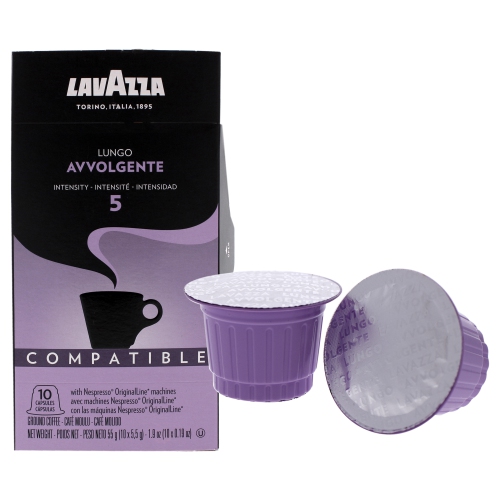 Lungo Avvolgente Ground Coffee Pods by Lavazza for Unisex - 10 x 0.19 oz Coffee