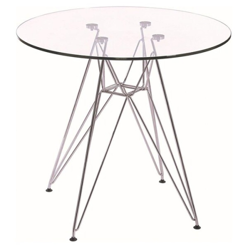 NICER INTERIOR  Furniture® Eames Style Dining Table With Chromed Leg And Tempered Glass Top 47" Round