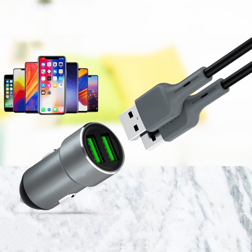 axGear Dual Ports Car Charger USB 2.4A Fast Car Charger 2 Port Adapter Aluminium