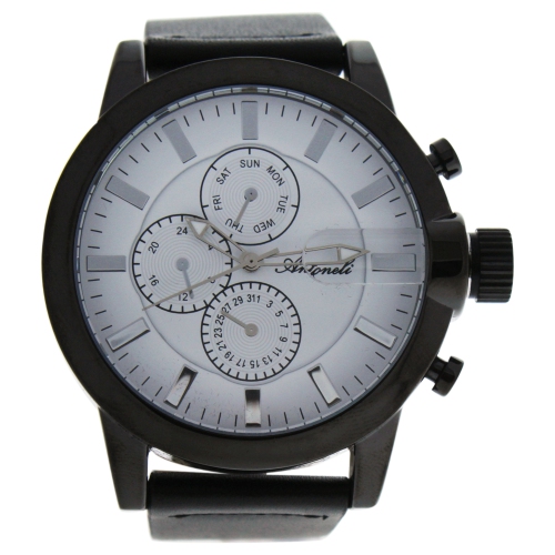ANTONELI  Ag1901-17 Black/black Leather Strap Watch By for Men - 1 PC Watch In Multicolor