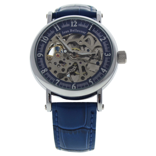 JEAN BELLECOUR  Reds29 Silver/blue Leather Strap Watch By for Men - 1 PC Watch In Multicolor