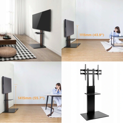 TygerClaw TV Floor Stand with Equipment Shelf