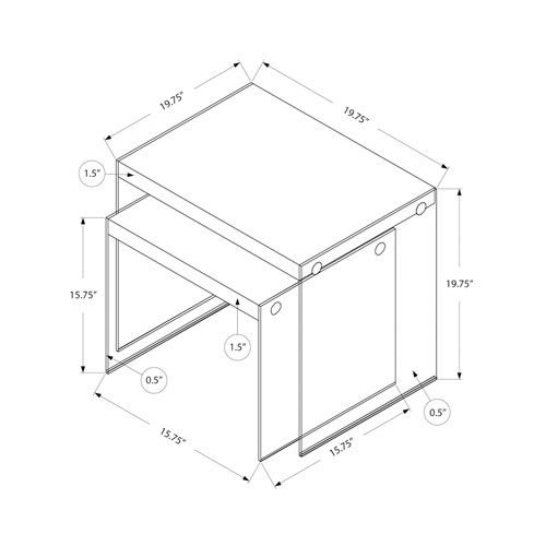 Ensemble de 2 tables gigognes contemporaines Chic de Monarch - Blanc/Verre