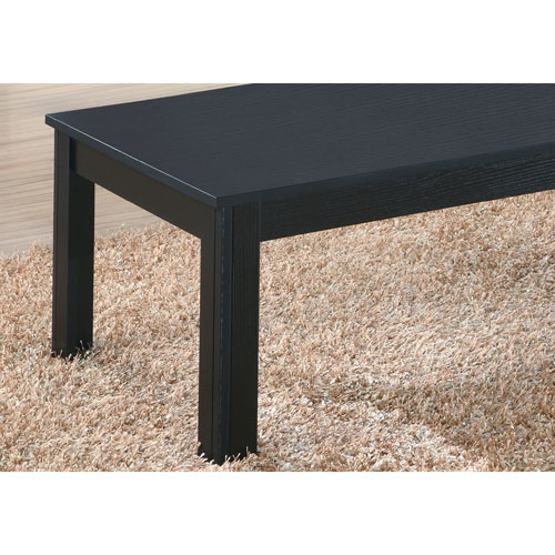 Monarch Contemporary 3-Piece Coffee Table & End Tables Set - Black