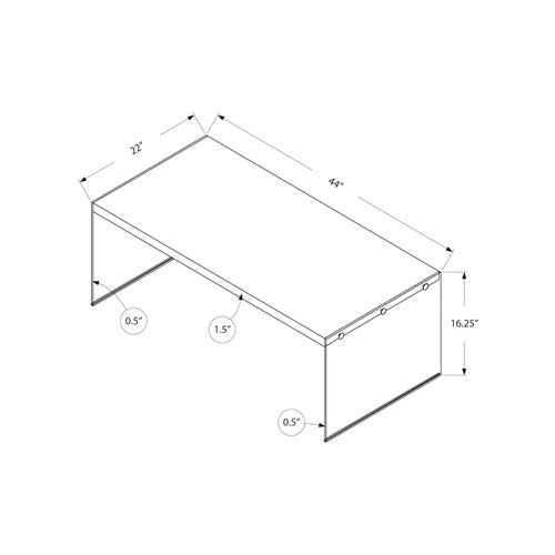 Monarch Modern Rectangular Coffee Table with Tempered Glass Side - White