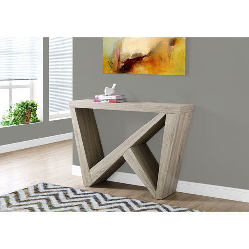 Monarch Contemporary Rectangular Console Table with Asymmetrical Base - Dark Taupe