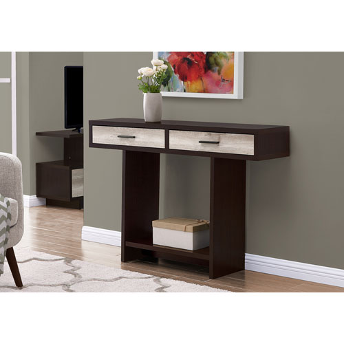 Monarch Modern Rectangular Console Table with Drawers - Cappucino