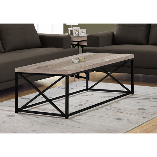 Monarch Modern Rectangular Coffee Table - Taupe/Black