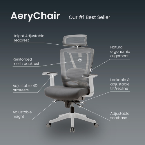 Image 8 of 8.. ErgoChair Executive Home Office Desk Chair with Lumbar Support 4D Armrest Adjustable Task Chair - Black
