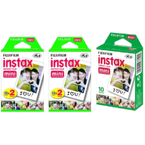 Fujifilm Instax Mini Instant Film, 5 Pack BUNDLE Includes Qty 2 Instax Mini Twin 10 Sheets x 2 packs = 40 Sheets + Instax Mini Single 10 Sheets: Tota