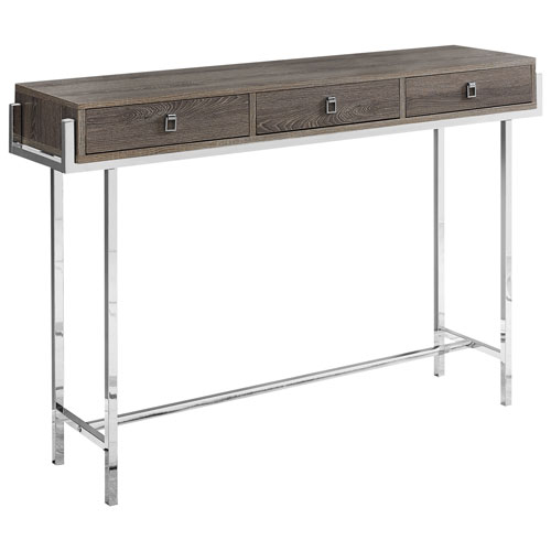 Monarch Modern Rectangular Three-Drawer Console Accent Table - Dark Taupe