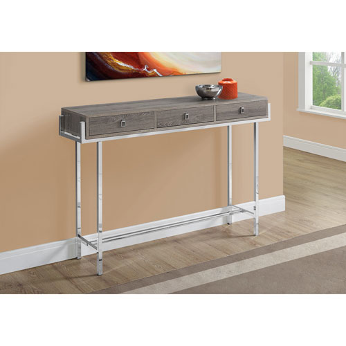 Monarch Modern Rectangular Three-Drawer Console Accent Table - Dark Taupe