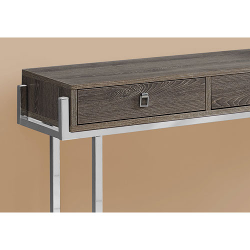 Monarch Modern Rectangular Three-Drawer Console Accent Table - Dark Taupe
