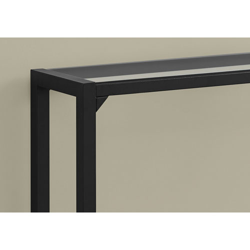 Console d'appoint rectangulaire moderne avec dessus en verre de Monarch - Noir