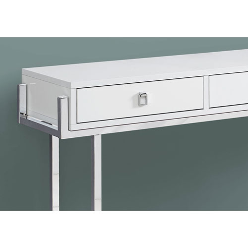Monarch Modern Rectangular Three-Drawer Console Accent Table - Glossy White