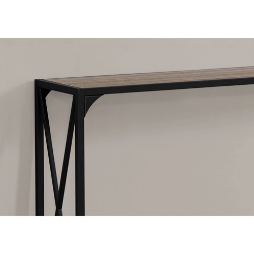 Monarch Contemporary Rectangular Console Cross-Bars Accent Table - Dark Taupe