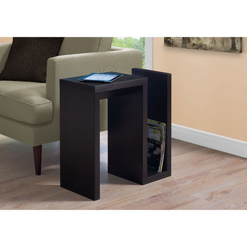 Monarch Modern Rectangular Open Storage Side Accent Table - Cappuccino