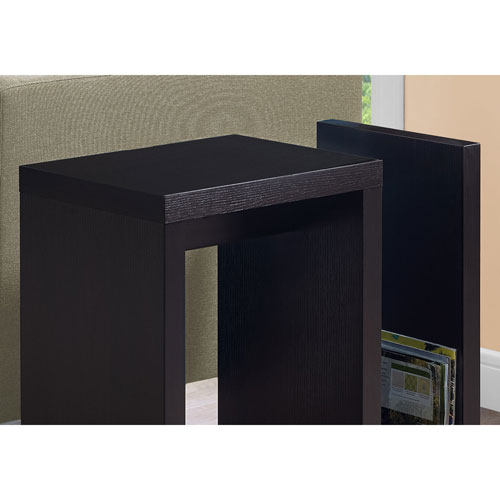 Monarch Modern Rectangular Open Storage Side Accent Table - Cappuccino